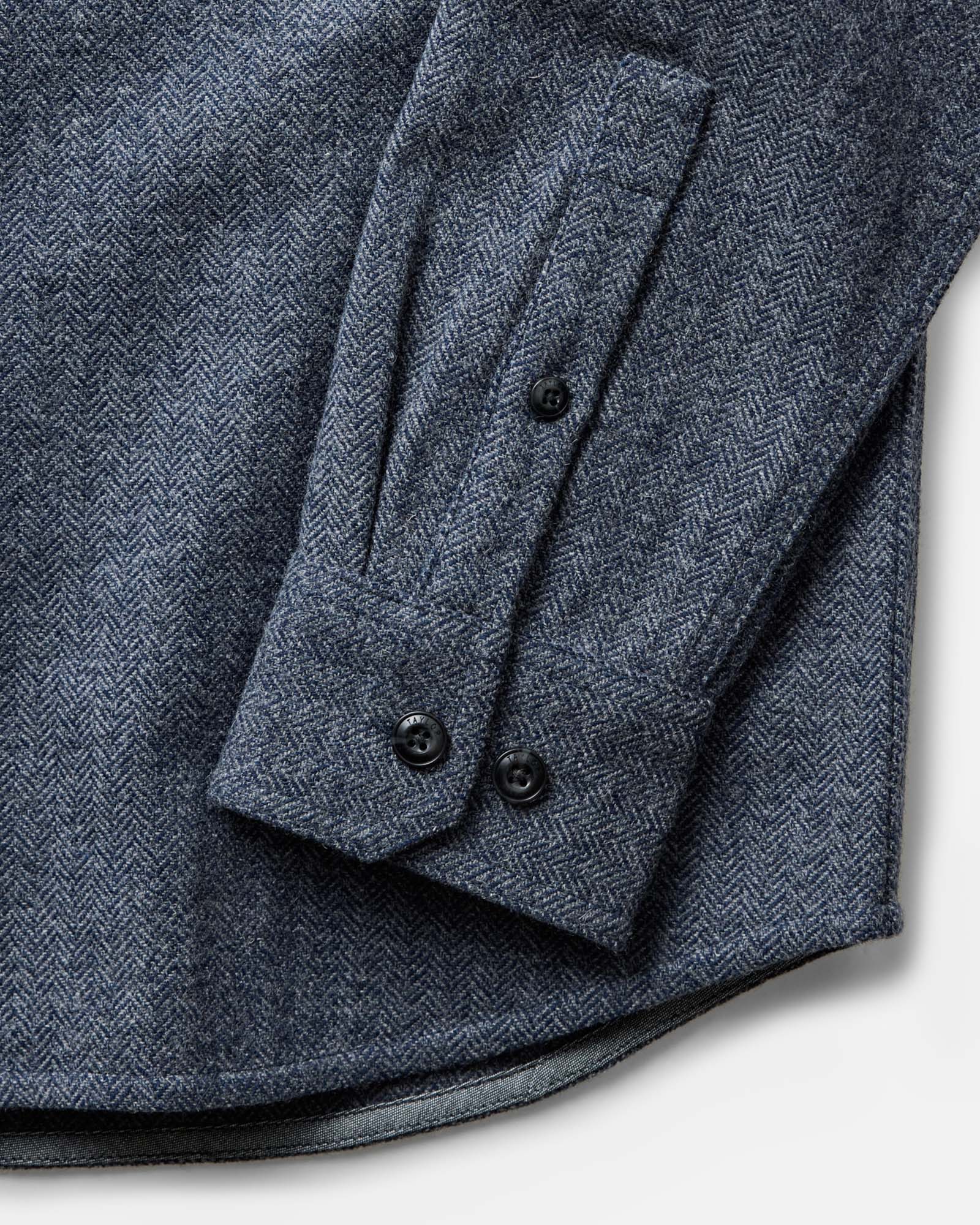 The CPO Overshirt in Indigo Ash Wool Herringbone
