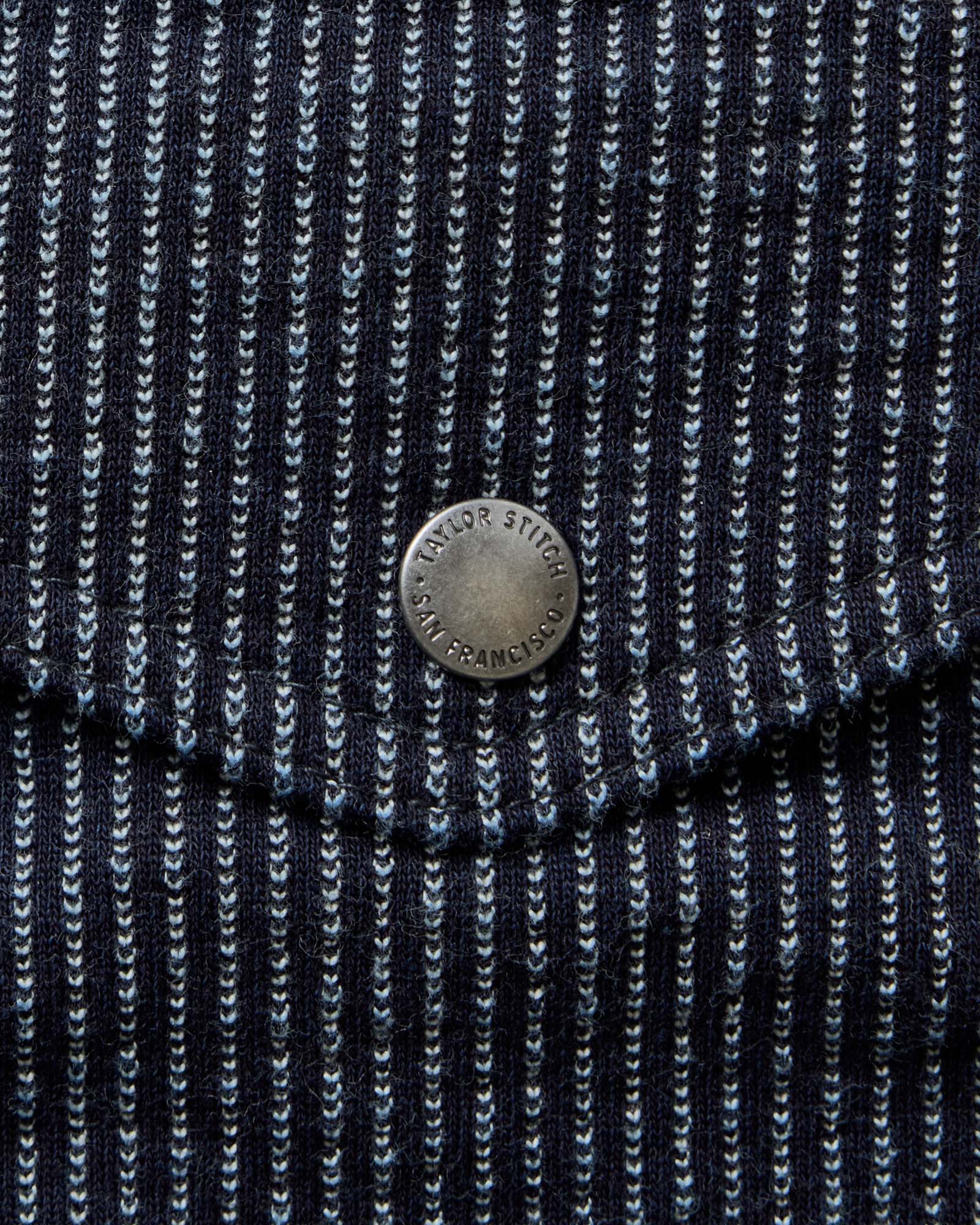The Jackson Jacket in Rinsed Indigo French Terry Stripe